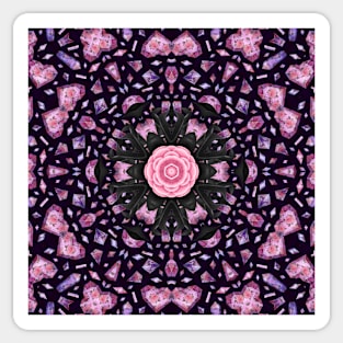 Crystal Hearts and Flowers Valentines Kaleidoscope pattern (Seamless) 15 Sticker